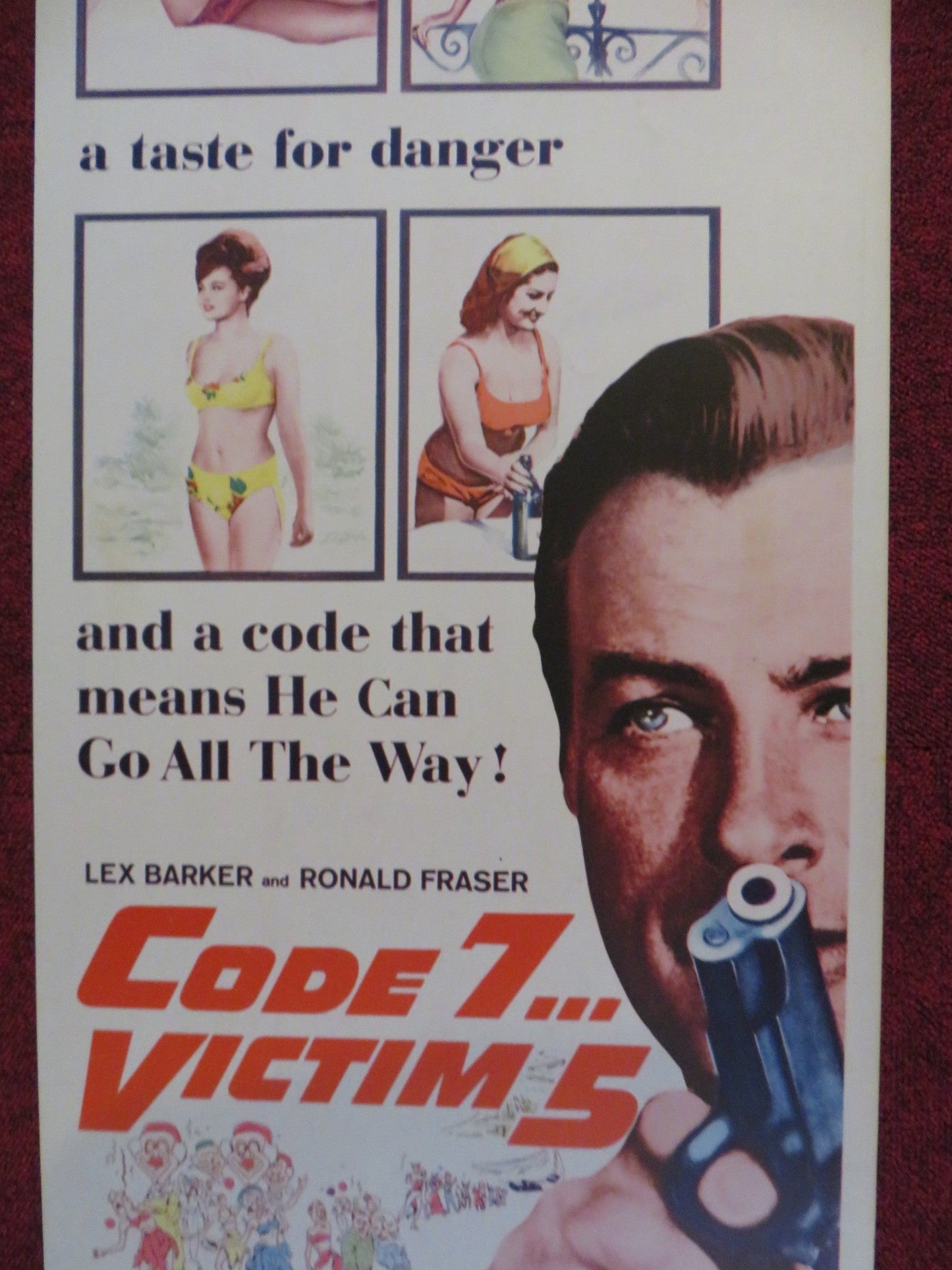 CODE 7, VICTIM 5 US INSERT (14"x 36") POSTER LEX BARKER RONALD FRASER 1964 Rendezvous Cinema Movie posters