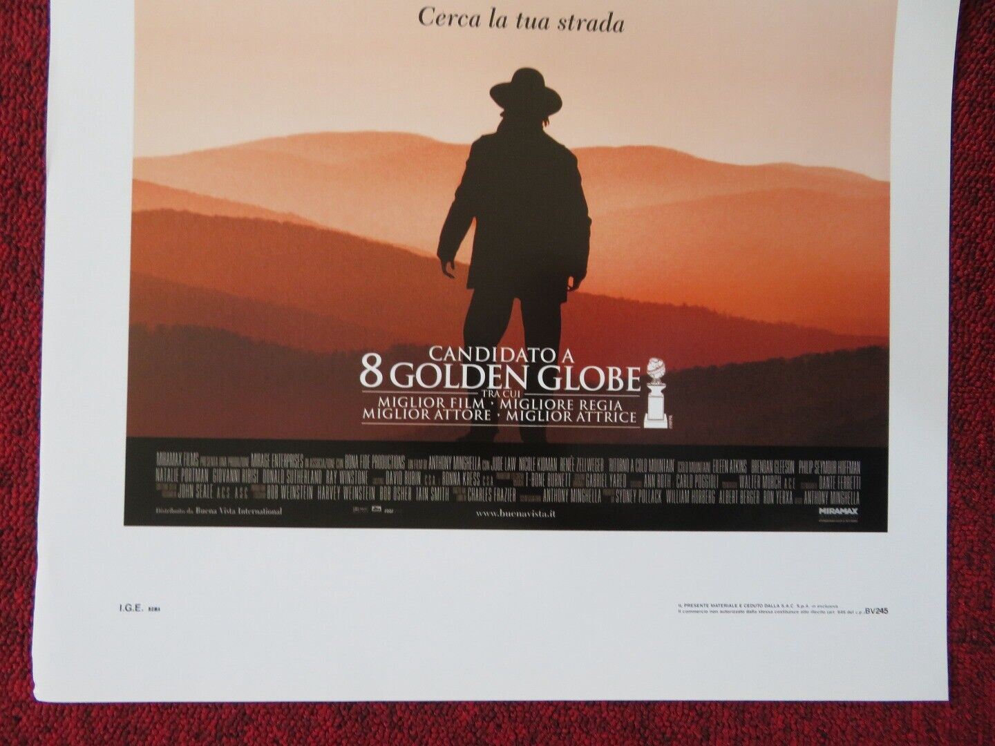 COLD MOUNTAIN ITALIAN LOCANDINA (27.5"x13") POSTER JUDE LAW NICOLE KIDMAN 2003 Movie posters