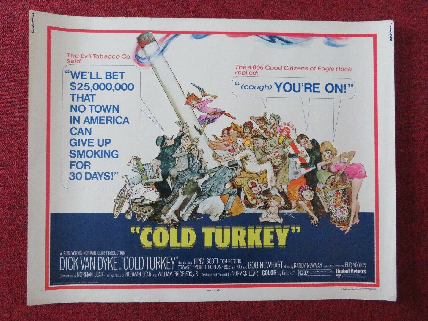 COLD TURKEY US HALF SHEET (22"x 28") POSTER DICK VAN DYKE PIPPA SCOTT 1971 Movie posters