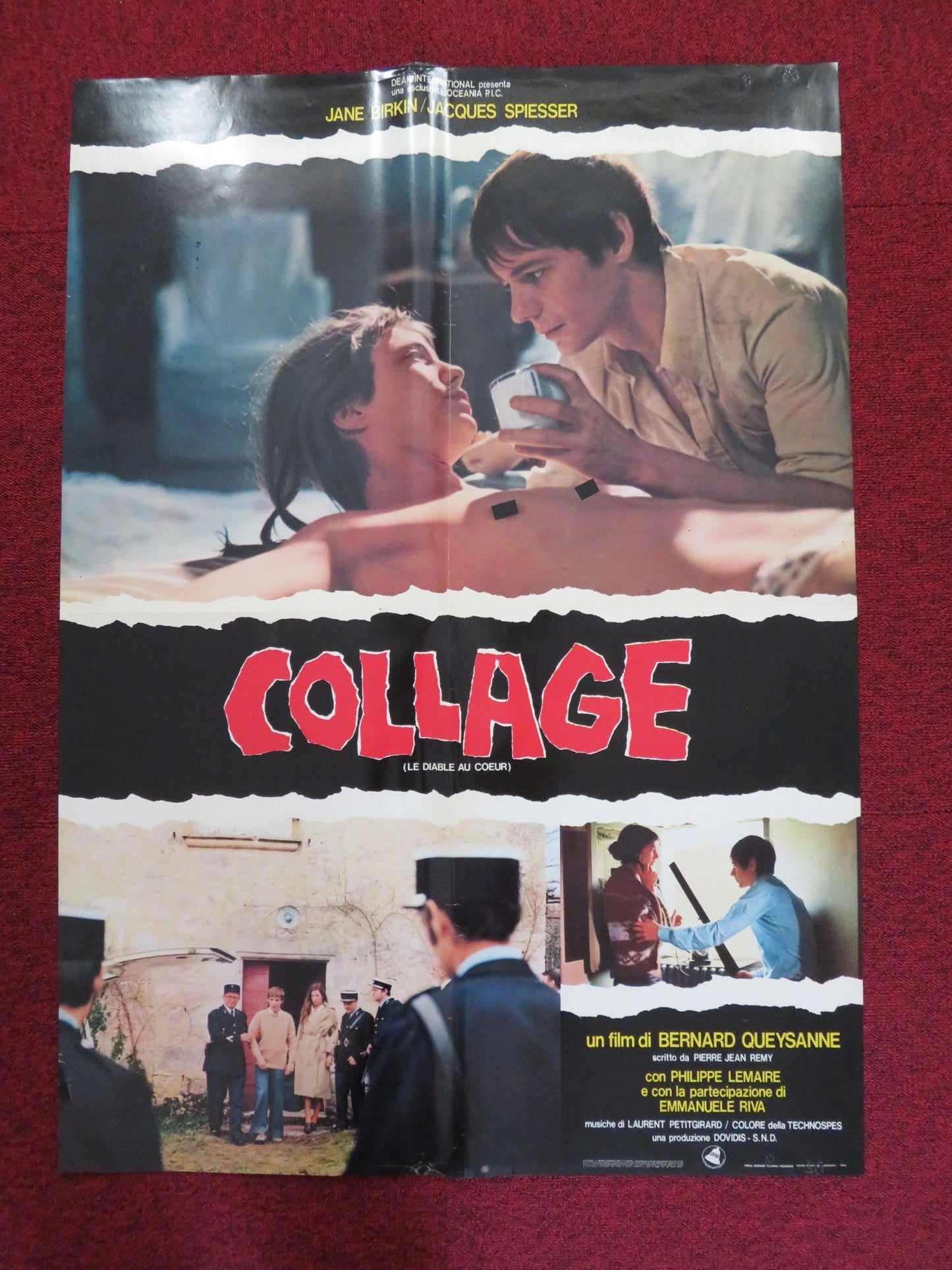 COLLAGE / THE DEVIL IN THE HEART ITALIAN FOGLIO POSTER JANE BIRKIN 1976 Rendezvous Cinema Movie posters