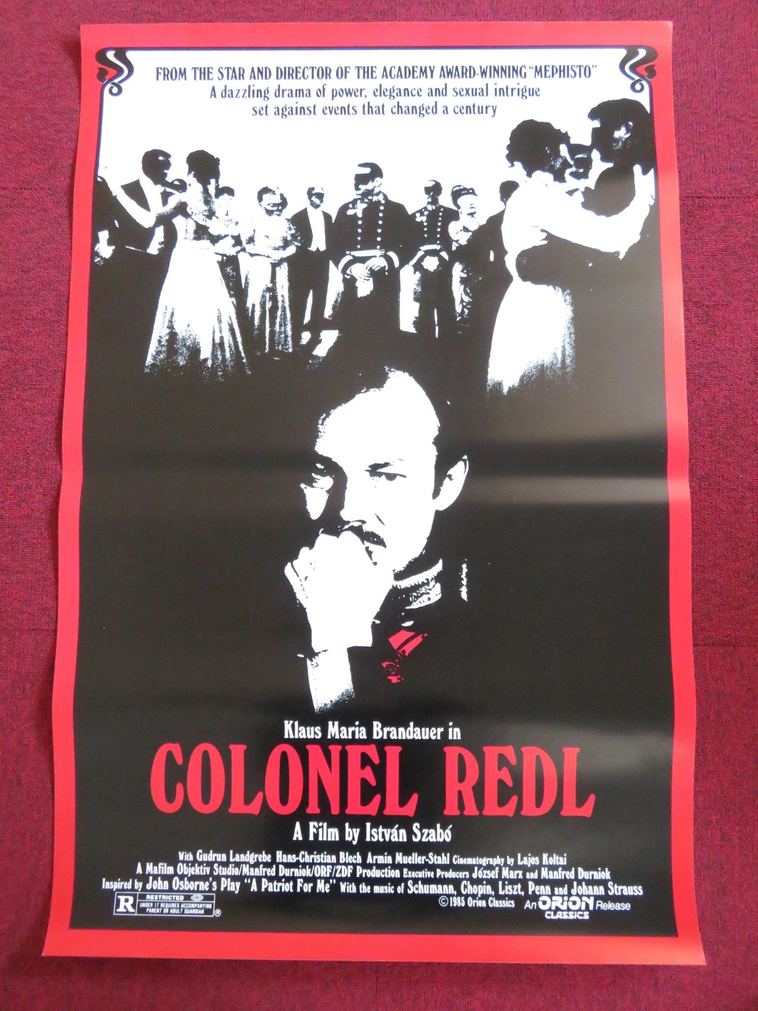 COLONEL REDL US ONE SHEET ROLLED POSTER KLAUS MARIA BRANDAUER 1985 Rendezvous Cinema Movie posters