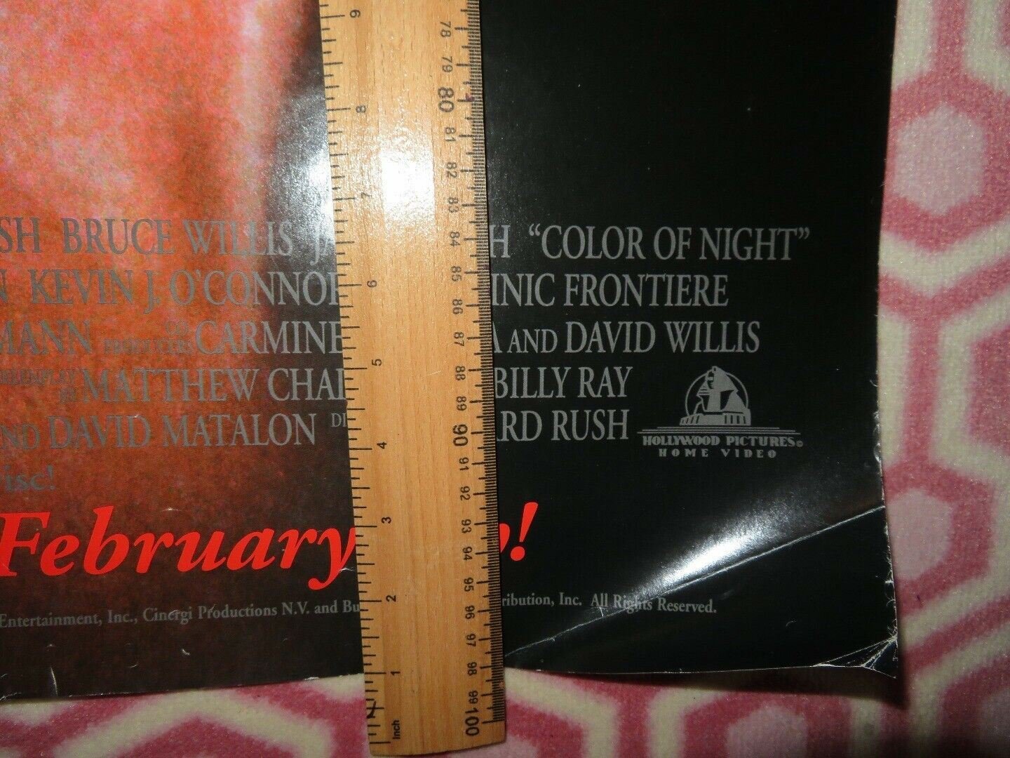 COLOR OF NIGHT US ONE SHEET ROLLED POSTER VHS DIRECTORS CUT 1994 Rendezvous Cinema Movie posters