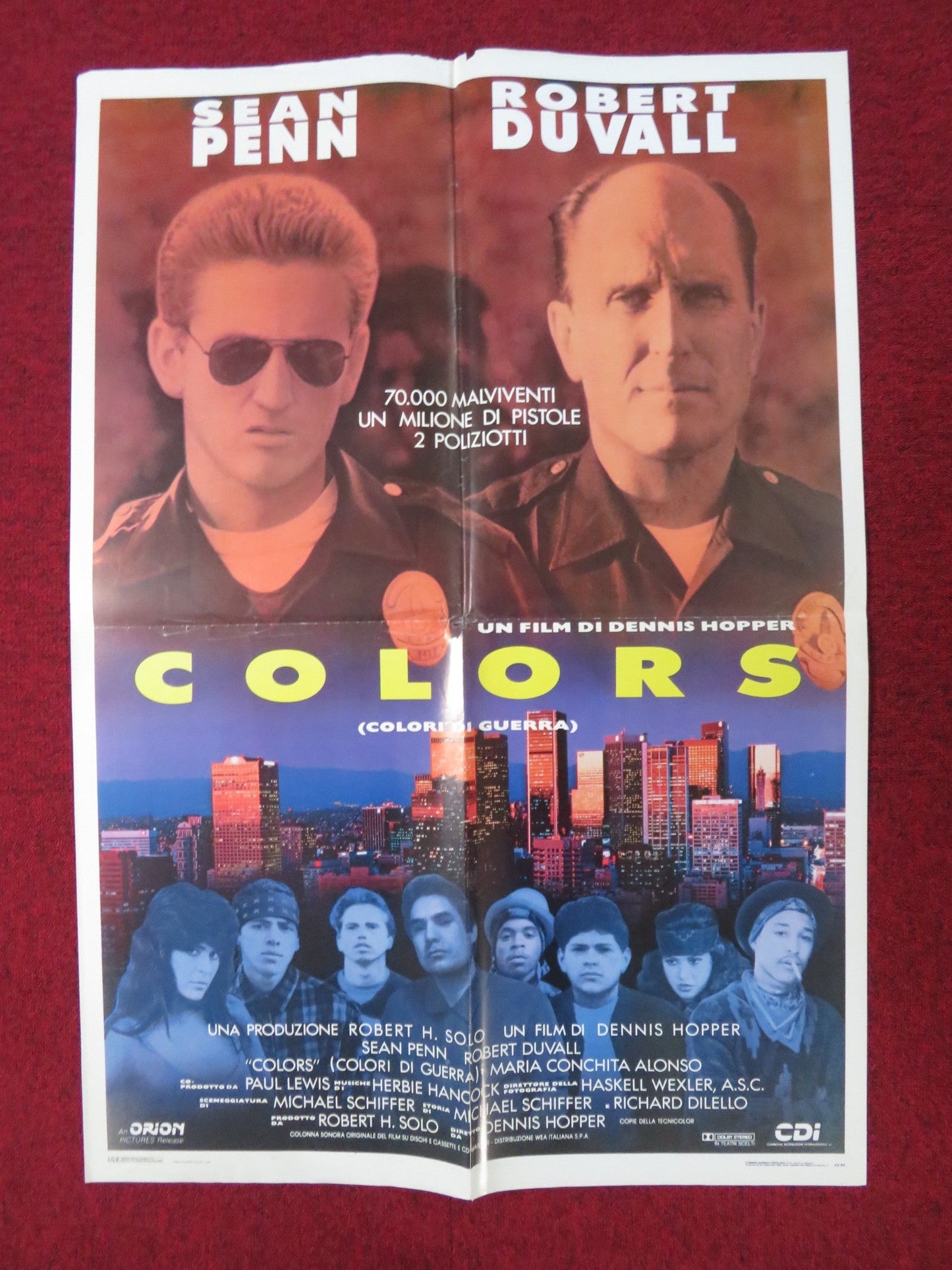 COLORS ITALIAN FOGLIO POSTER SEAN PENN ROBERT DUVALL 1988 Rendezvous Cinema Movie posters