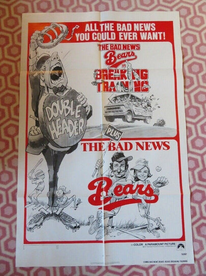 COMBO BAD NEWS BEARS - BEARS BREAKING TRAINING FOLDED US ONE SHEET POSTER 1977 Movie posters