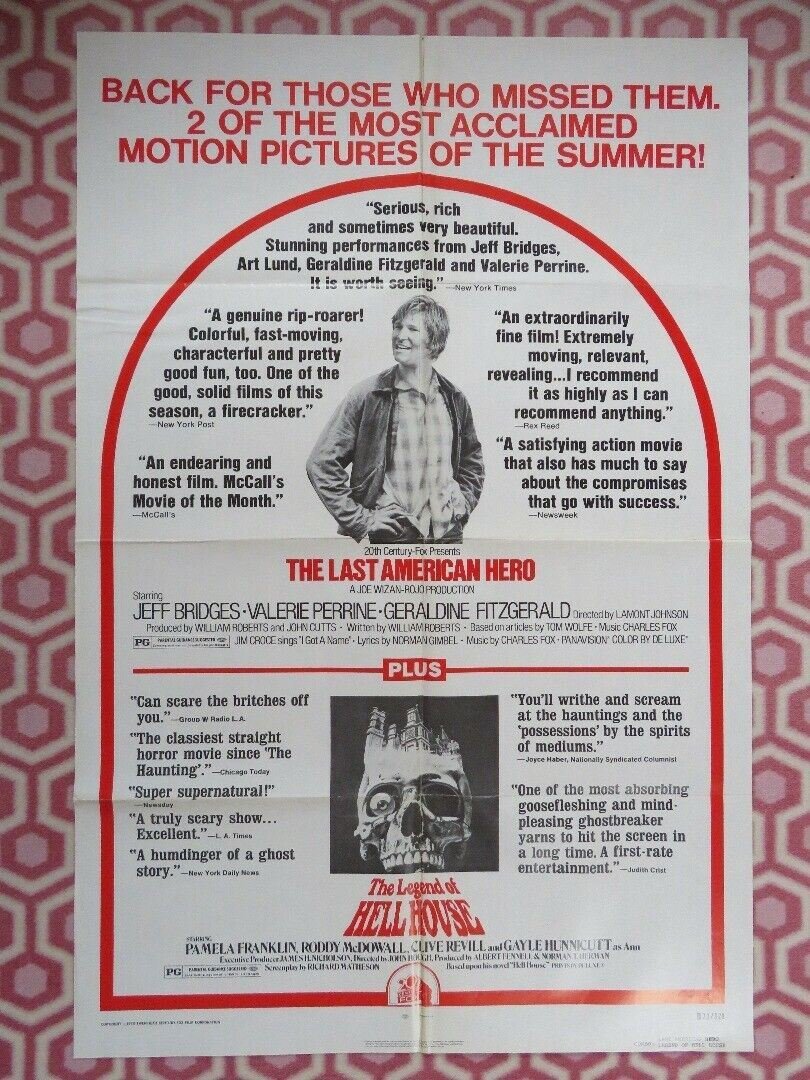 COMBO LAST AMERICAN HERO / LEGEND OF HELL HOUSE US ONE SHEET POSTER JEFF BRIDGES Movie posters
