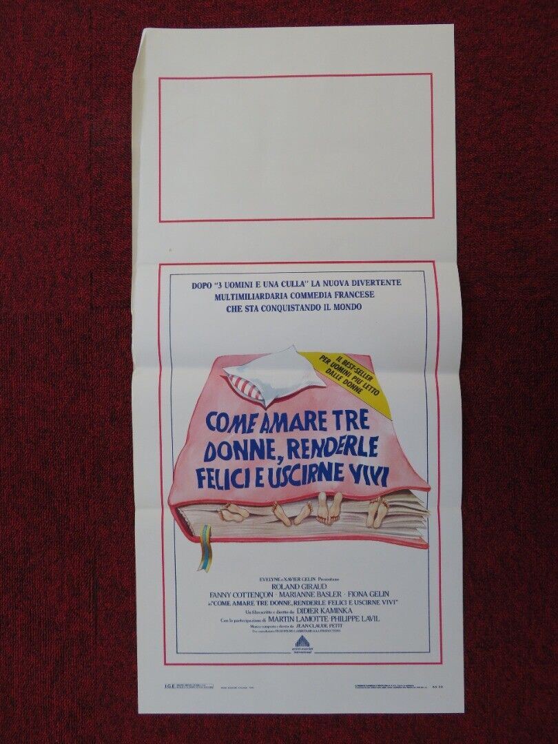 COME AMARE TRE DONNE,RENDERLE FELICI.. ITALIAN LOCANDINA (27.5"x13") POSTER '88 - Rendezvous Cinema