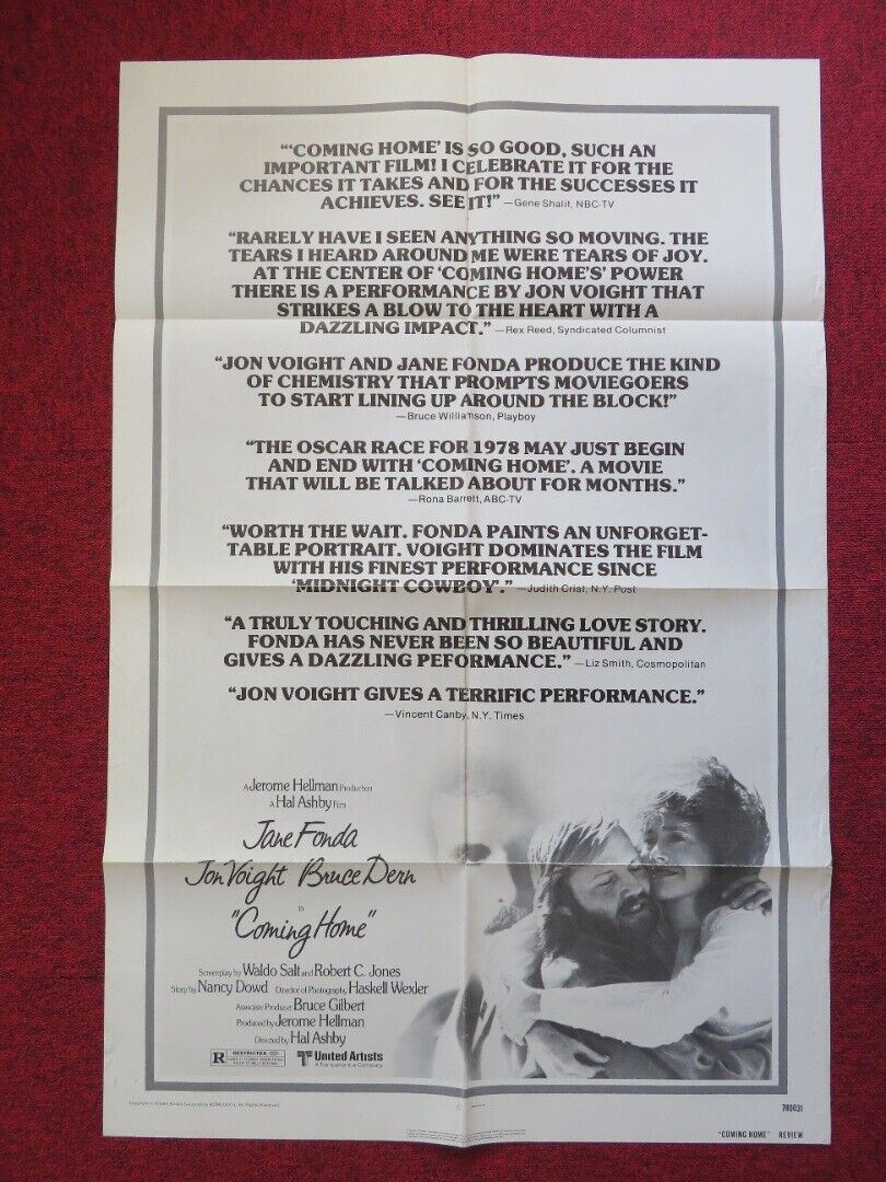 COMING HOME REVIEW FOLDED US ONE SHEET POSTER JANE FONDA JON VOIGHT 1978 Movie posters