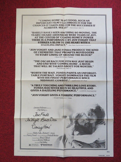 COMING HOME REVIEW FOLDED US ONE SHEET POSTER JANE FONDA JON VOIGHT 1978 Movie posters