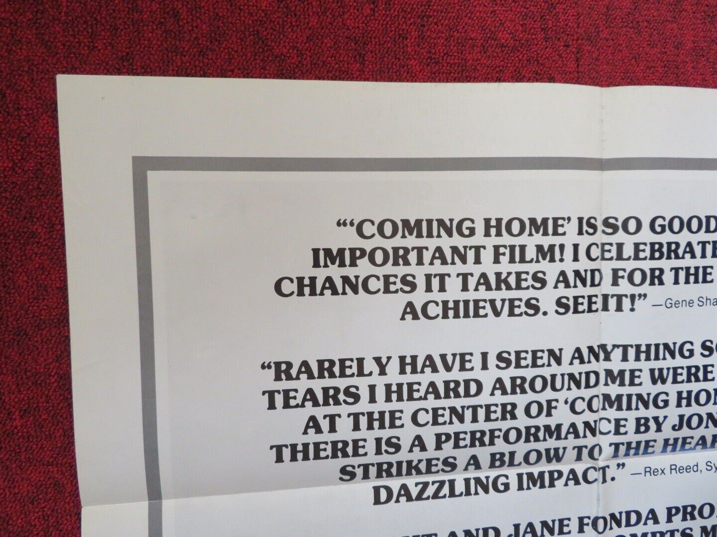 COMING HOME REVIEW FOLDED US ONE SHEET POSTER JANE FONDA JON VOIGHT 1978 Movie posters