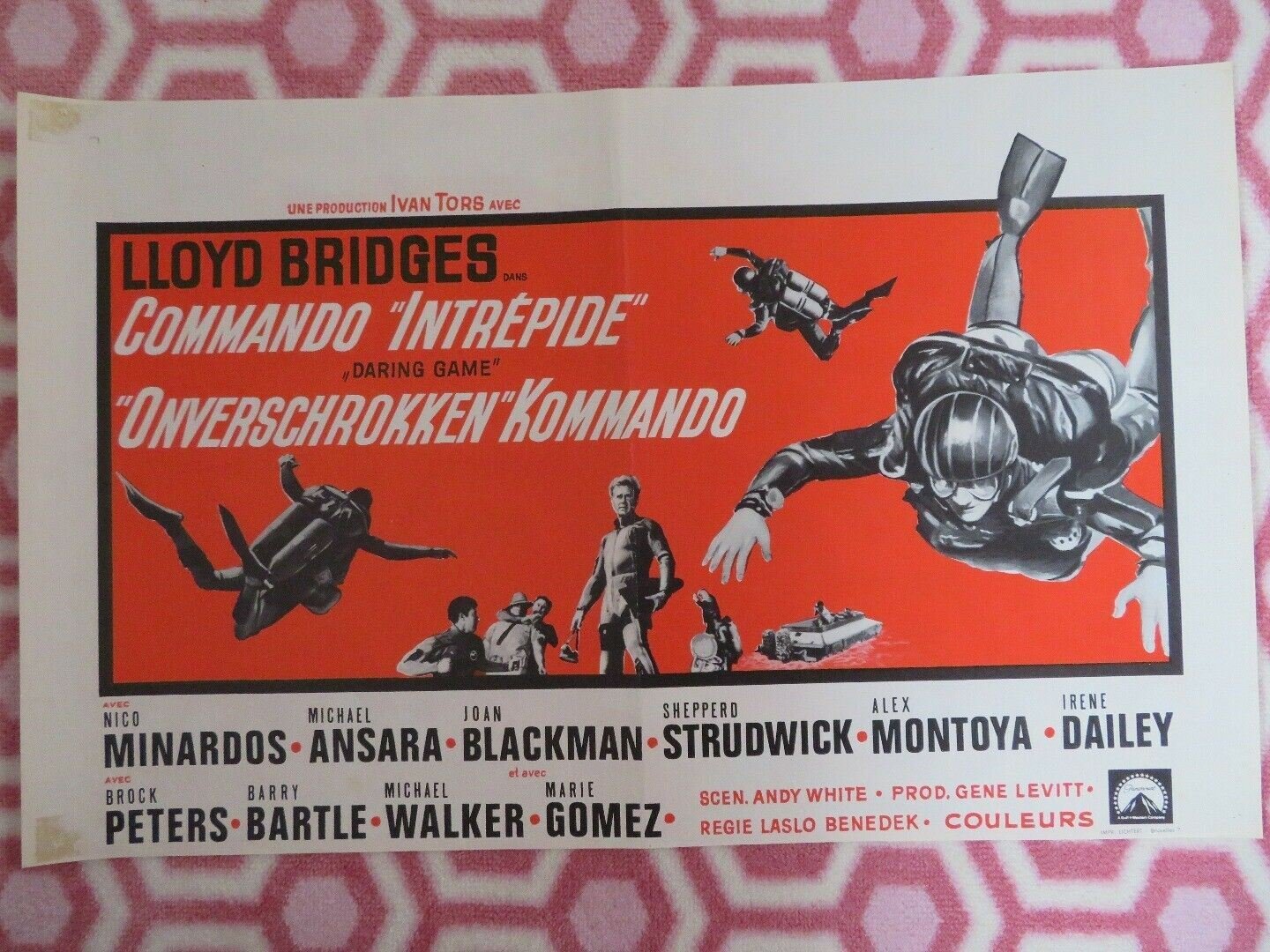 COMMANDO INTREPIDE/ DARING GAME BELGIUM (13.5"x 21.5") POSTER LLOYD BRIDGES '68 Movie posters