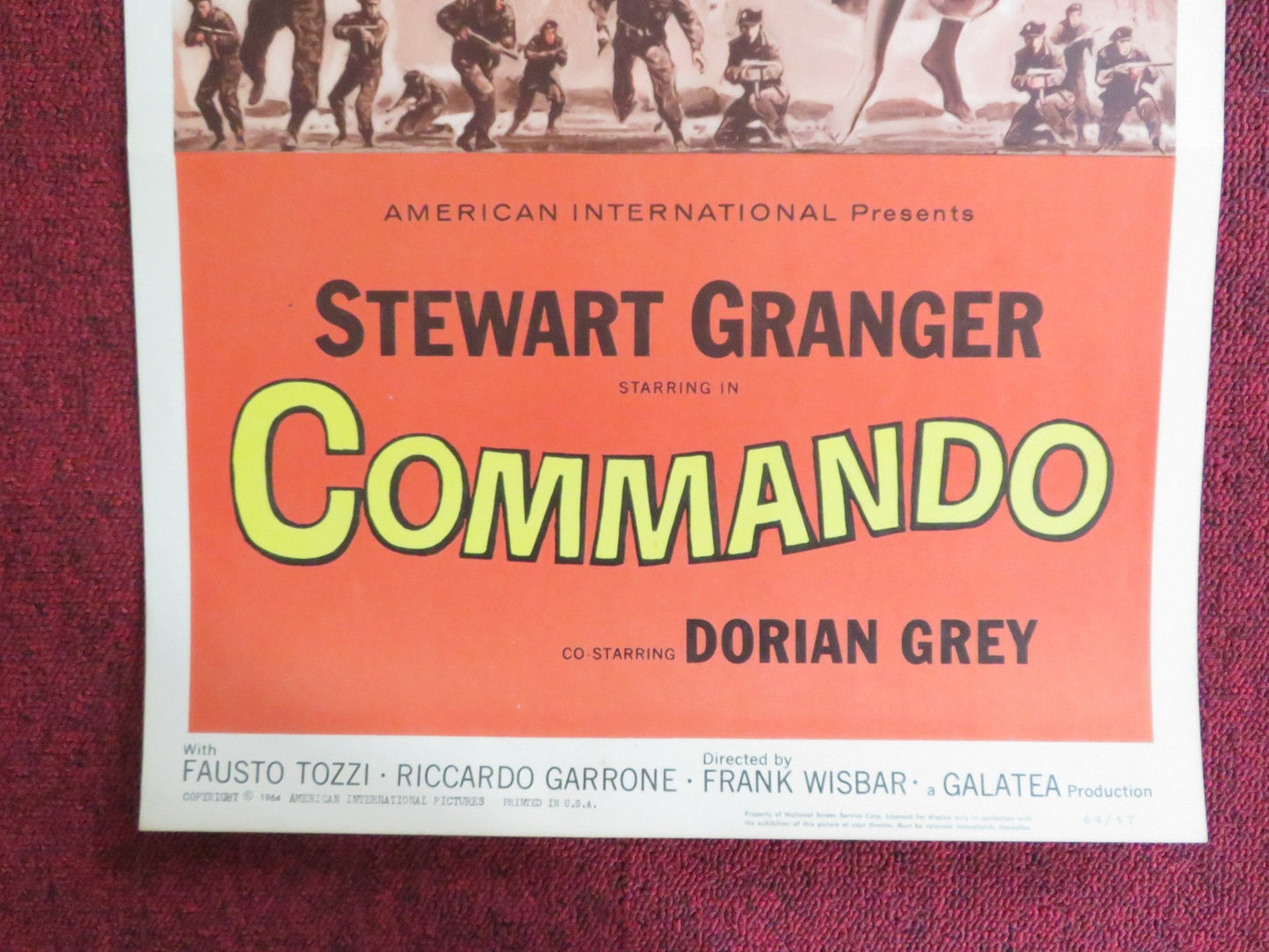 COMMANDO US INSERT (14"x 36") POSTER STEWART GRANGER DORIAN GREY 1964 Rendezvous Cinema Movie posters