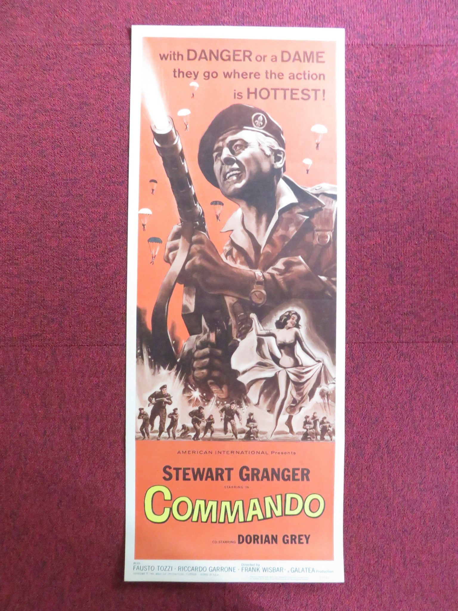 COMMANDO US INSERT (14"x 36") POSTER STEWART GRANGER DORIAN GREY 1964 Rendezvous Cinema Movie posters