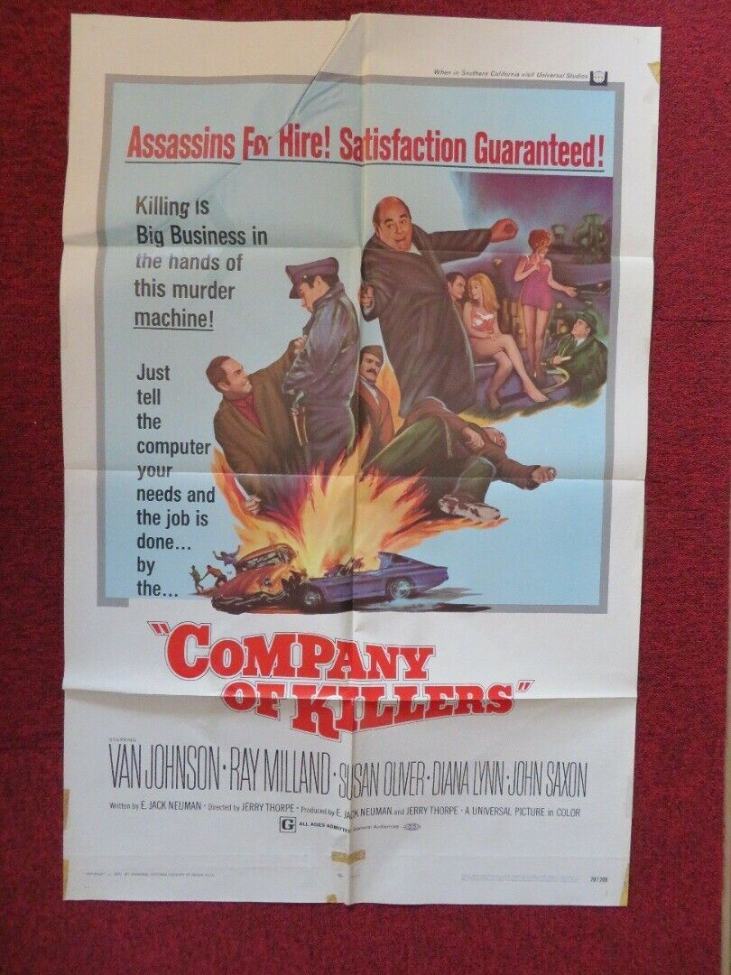 COMPANY OF KILLERS FOLDED US ONE SHEET POSTER VAN JOHNSON RAY MILLAND 1970 Movie posters