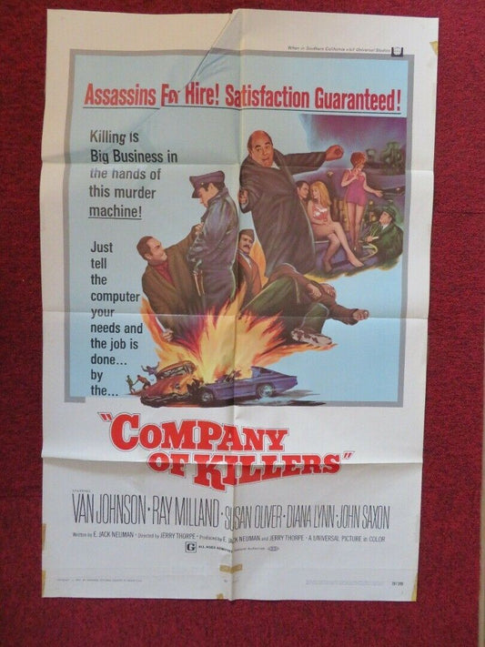 COMPANY OF KILLERS FOLDED US ONE SHEET POSTER VAN JOHNSON RAY MILLAND 1970 Movie posters