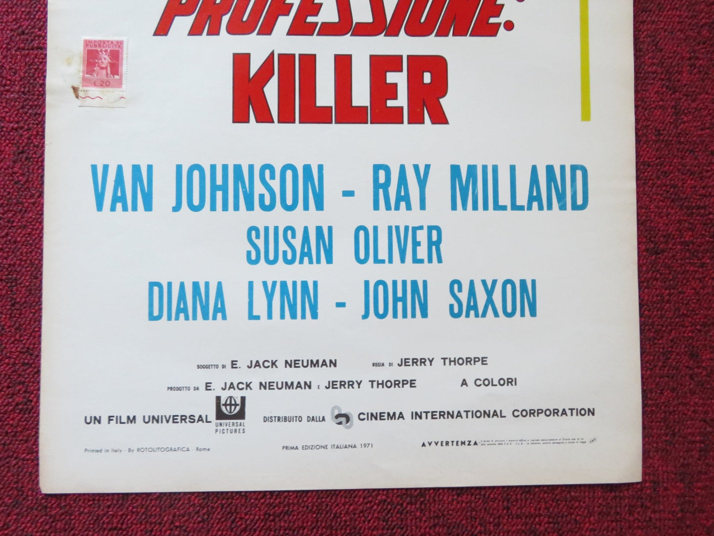 COMPANY OF KILLERS ITALIAN LOCANDINA POSTER VAN JOHNSON RAY MILLAND 1970 Rendezvous Cinema Movie posters