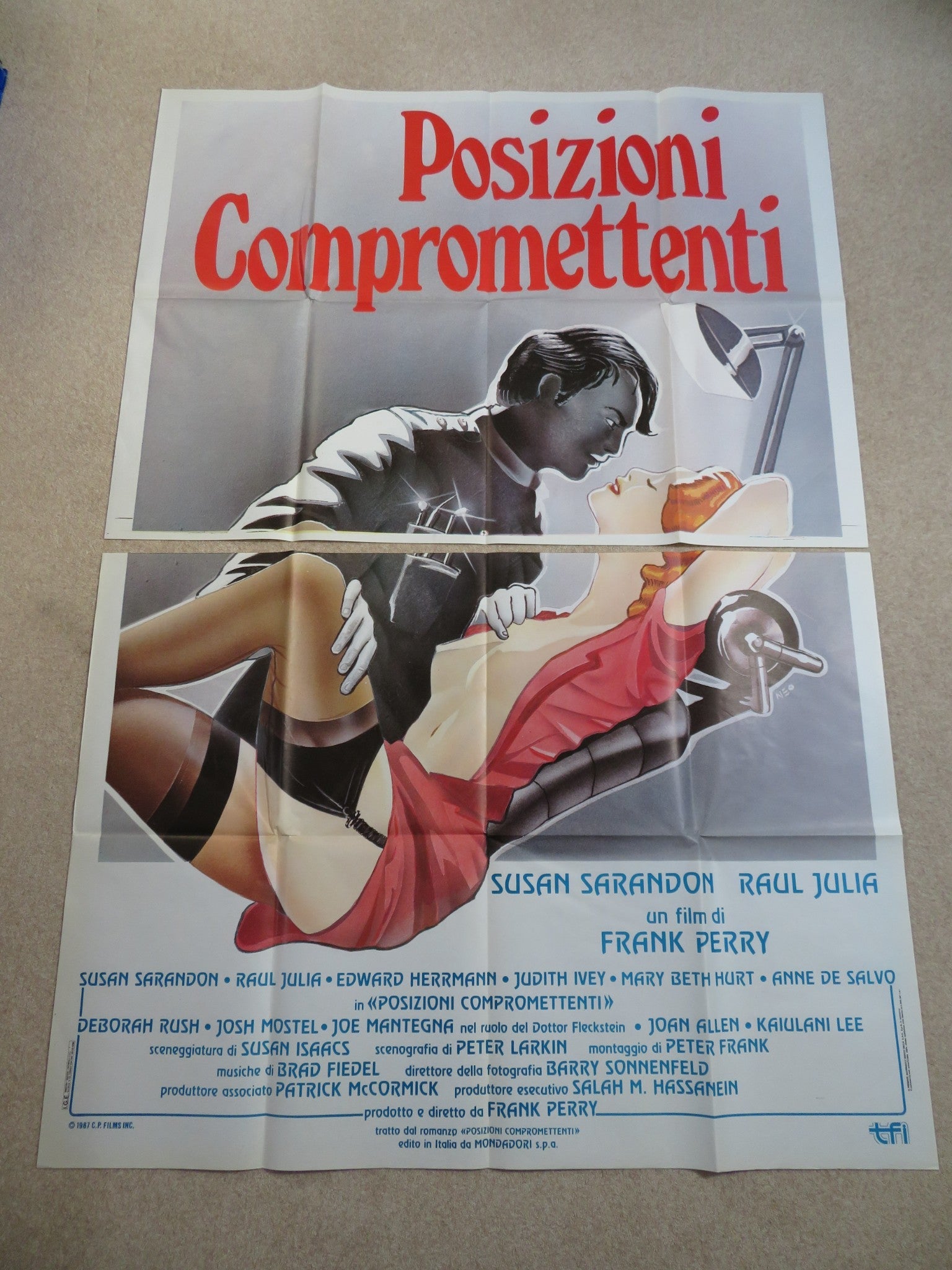 COMPROMISING POSITIONS ITALIAN 4 FOGLIO POSTER SUSAN SARANDON RAUL JULIA 1987 Rendezvous Cinema Movie posters