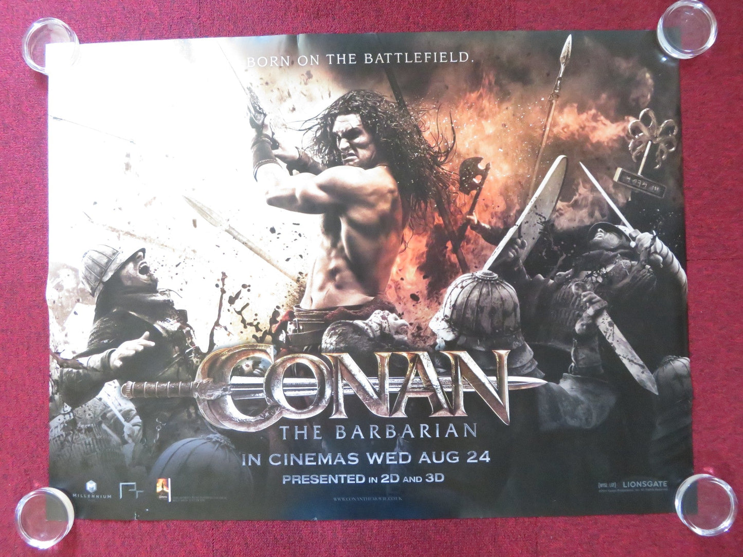 CONAN THE BARBARIAN UK QUAD (30"x 40") ROLLED POSTER JASON MAMOA R. PERLMAN 2011 Rendezvous Cinema Movie posters