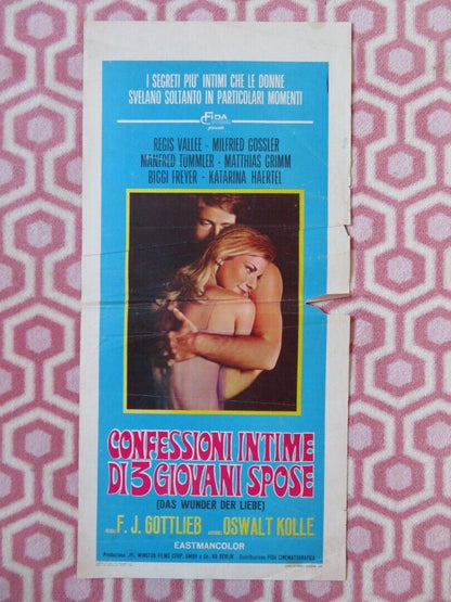 CONFESSIONI INTIME DI 3 GIOVANI SPOSE ITALIAN LOCANDINA (27.5"x13") POSTER 1969 Movie posters