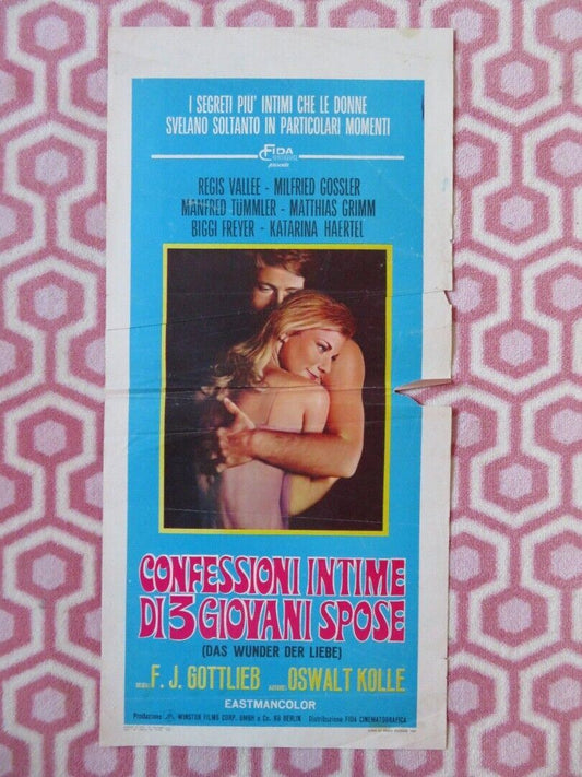 CONFESSIONI INTIME DI 3 GIOVANI SPOSE ITALIAN LOCANDINA (27.5"x13") POSTER 1969 Movie posters