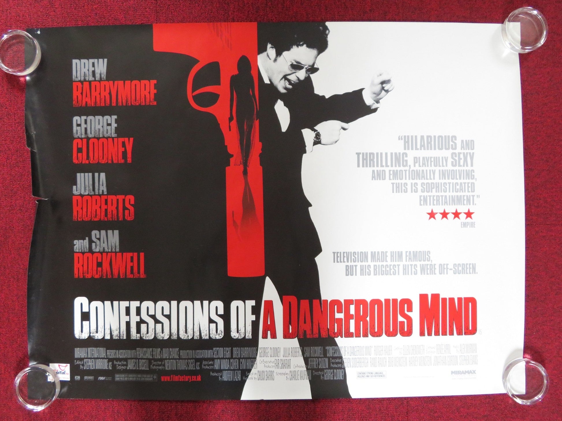 CONFESSIONS ON A DANGEROUS MIND UK QUAD ROLLED POSTER ROCKWELL DICK CLARK 2002 Rendezvous Cinema Movie posters