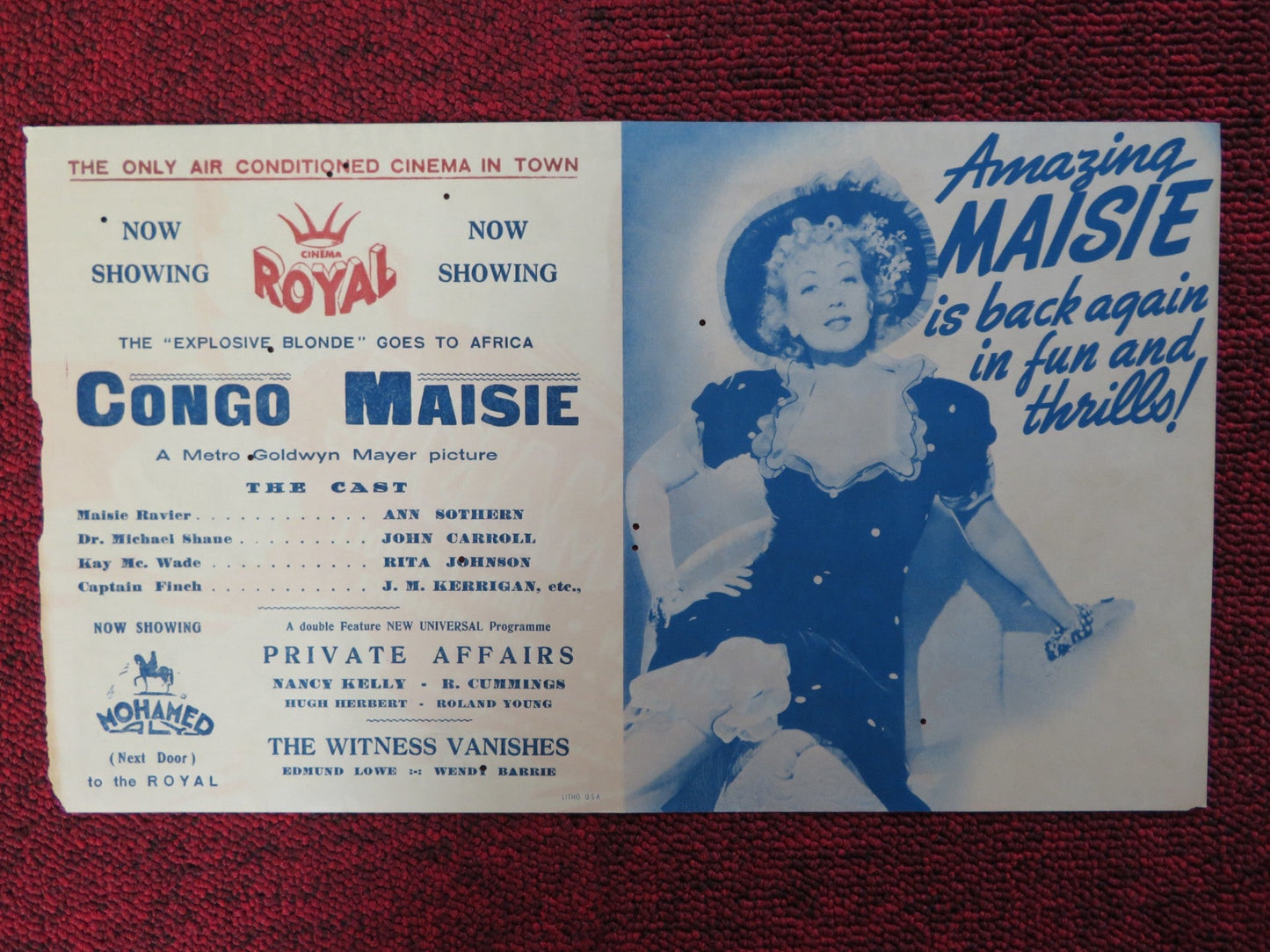 CONGO MAISIE U.S HERALD ANN SOTHERN JOHN CARROLL 1940 Rendezvous Cinema Movie posters