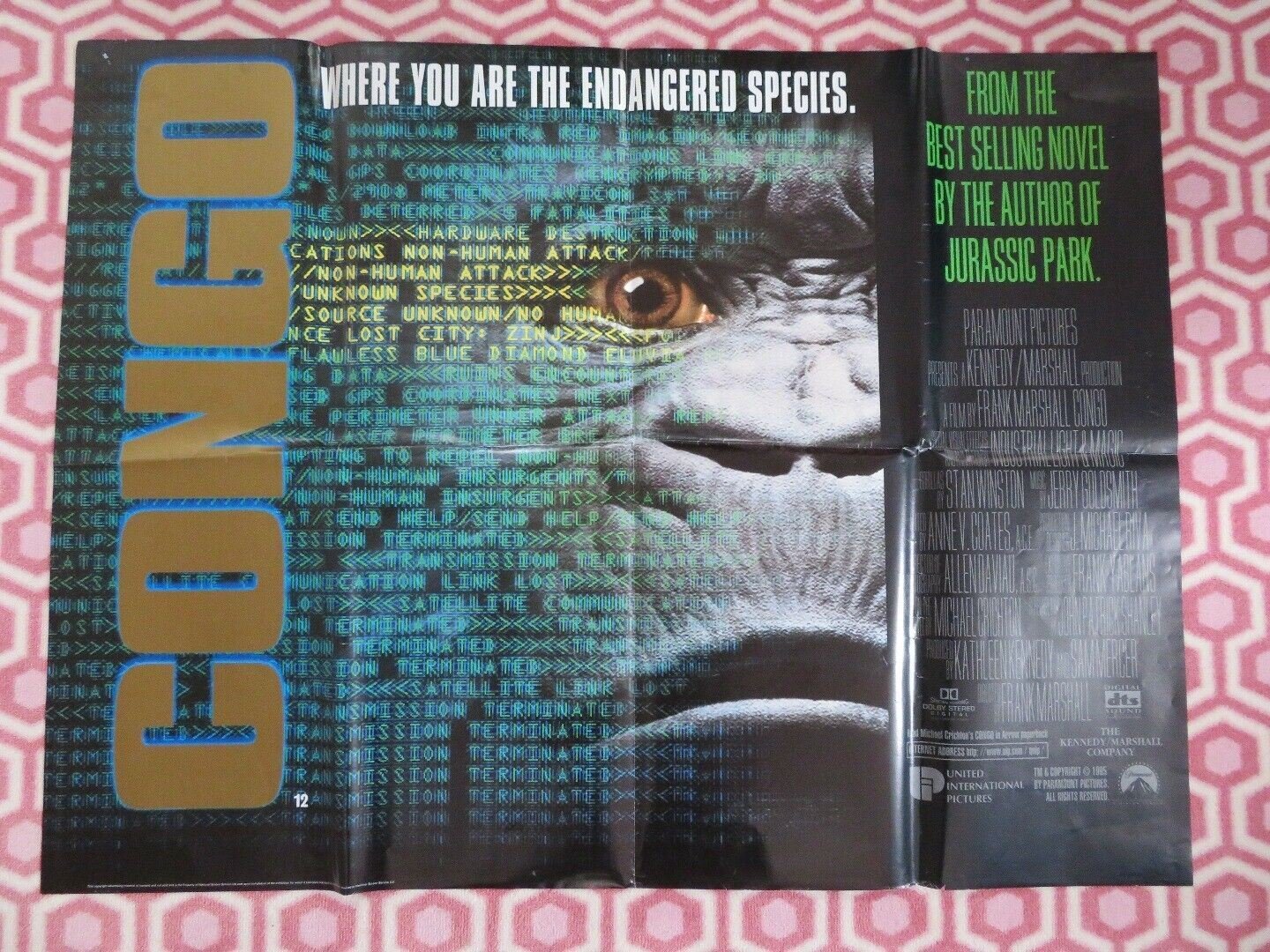 CONGO UK ORIGINAL QUAD POSTER MICHAEL CHRICHTON BIG MONKEY POSTER Movie posters