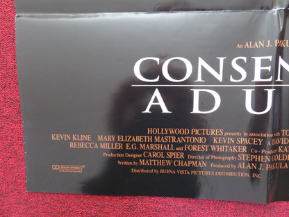 CONSENTING ADULTS FOLDED US ONE SHEET POSTER KEVIN KLINE REBECCA MILLER 1992 Rendezvous Cinema Movie posters