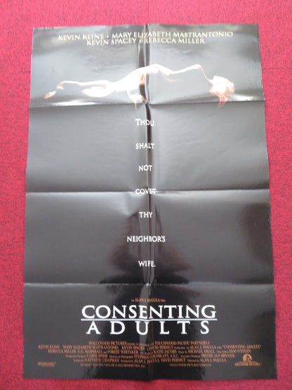 CONSENTING ADULTS FOLDED US ONE SHEET POSTER KEVIN KLINE REBECCA MILLER 1992 Rendezvous Cinema Movie posters