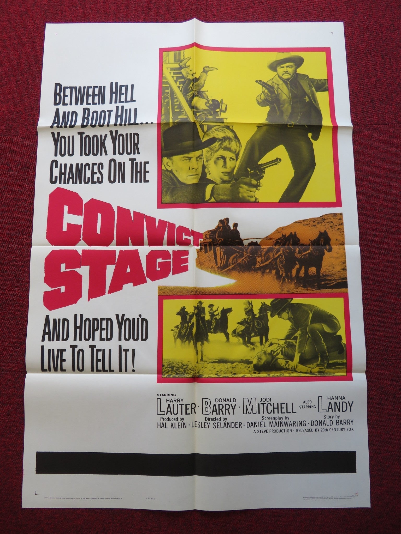 CONVICT STAGE FOLDED US ONE SHEET POSTER HARRY LAUTER DONALD BARRY 1965 Rendezvous Cinema Movie posters