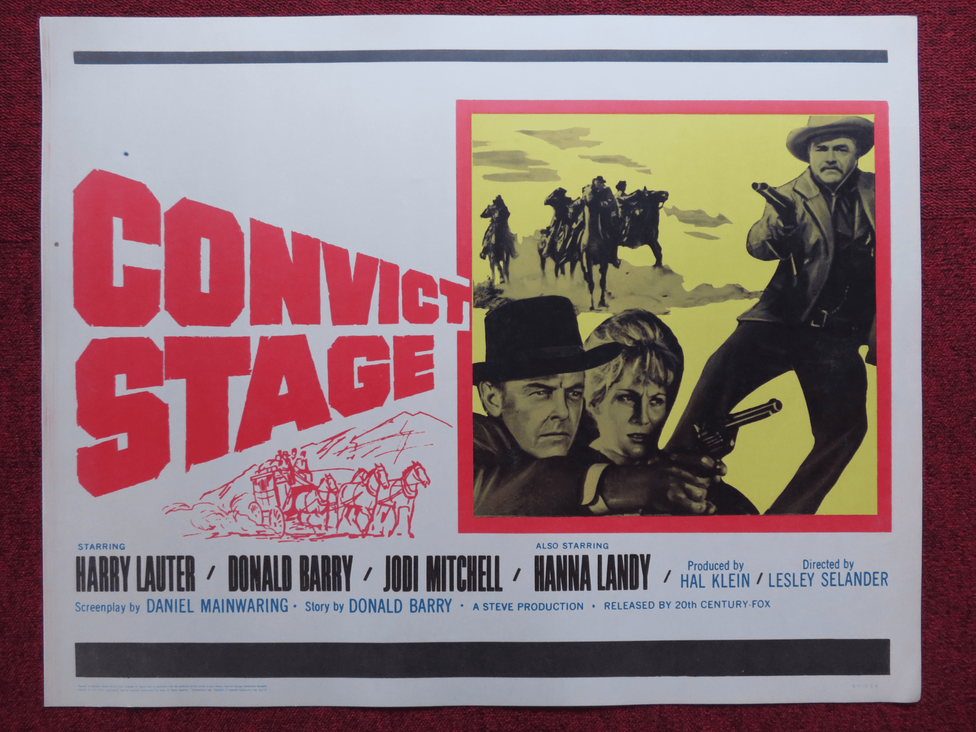 CONVICT STAGE US HALF SHEET (22"x 28") POSTER HARRY LAUTER DONALD BARRY 1965 Movie posters