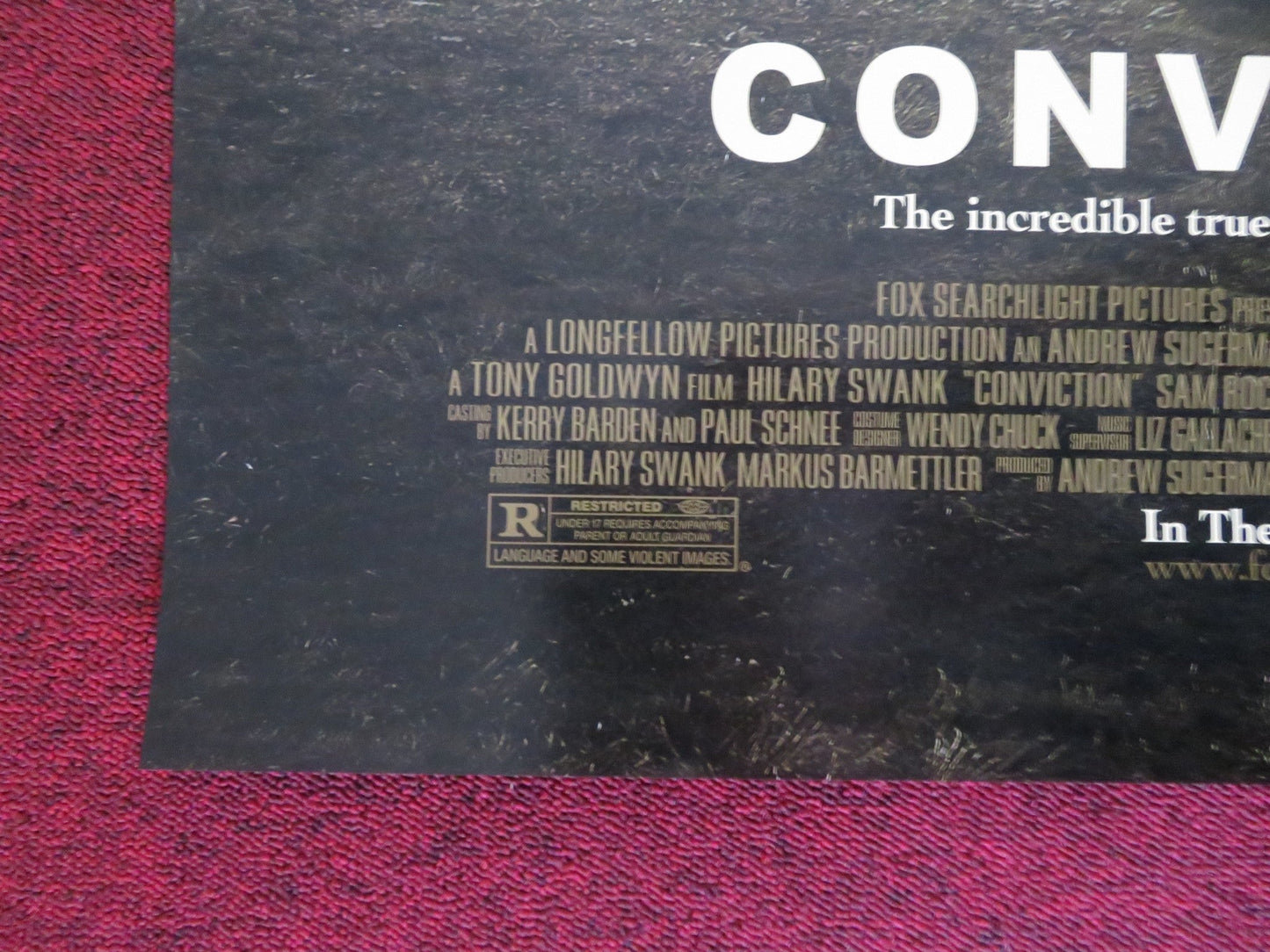 CONVICTION US ONE SHEET ROLLED POSTER HILARY SWANK SAM ROCKWELL 2010 Rendezvous Cinema Movie posters