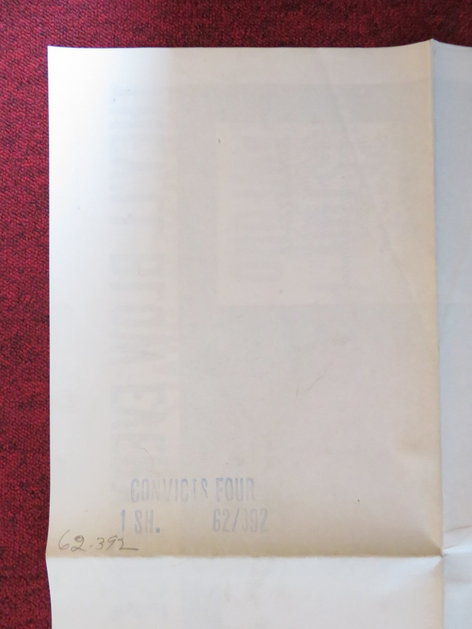 CONVICTS 4 FOLDED US ONE SHEET POSTER BEN GAZZARA STUART WHITMAN 1962 Rendezvous Cinema Movie posters