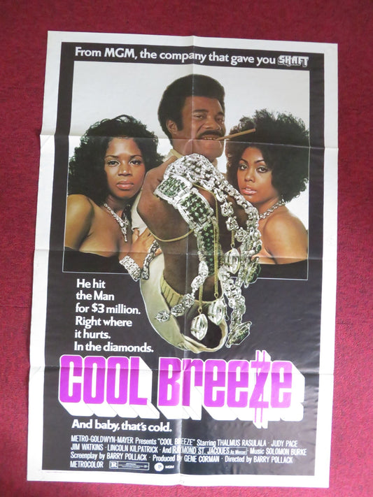 COOL BREEZE FOLDED US ONE SHEET POSTER THALMUS RASULALA JUDY PACE 1972 Rendezvous Cinema Movie posters