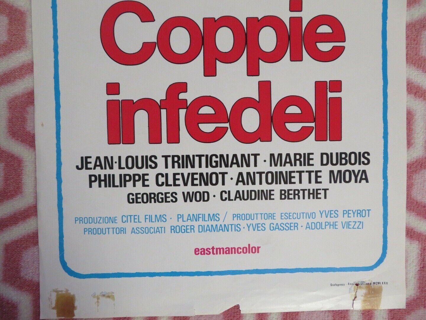 COPPIE INFEDELI / Escapade ITALIAN LOCANDINA (27.5"x13") POSTER M SOUTTER 1974 Movie posters