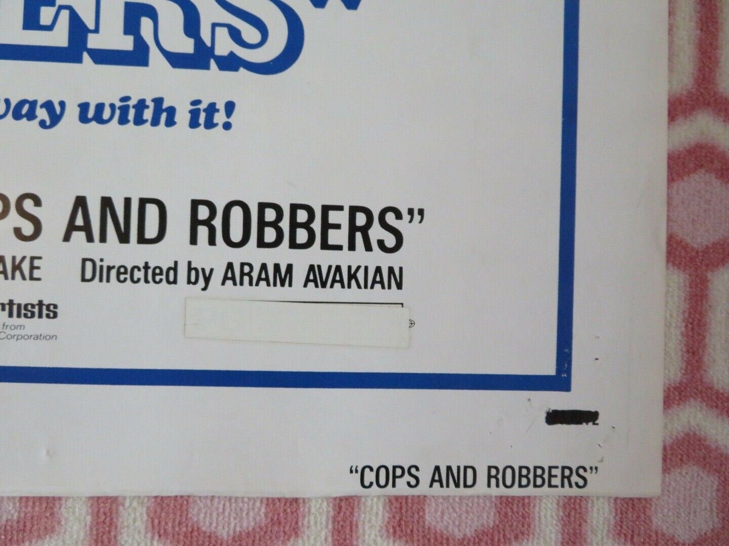 COPS AND ROBBERS US ONE SHEET POSTER CLIFF GORMAN JOSEPH BOLOGNA 1973 Movie posters