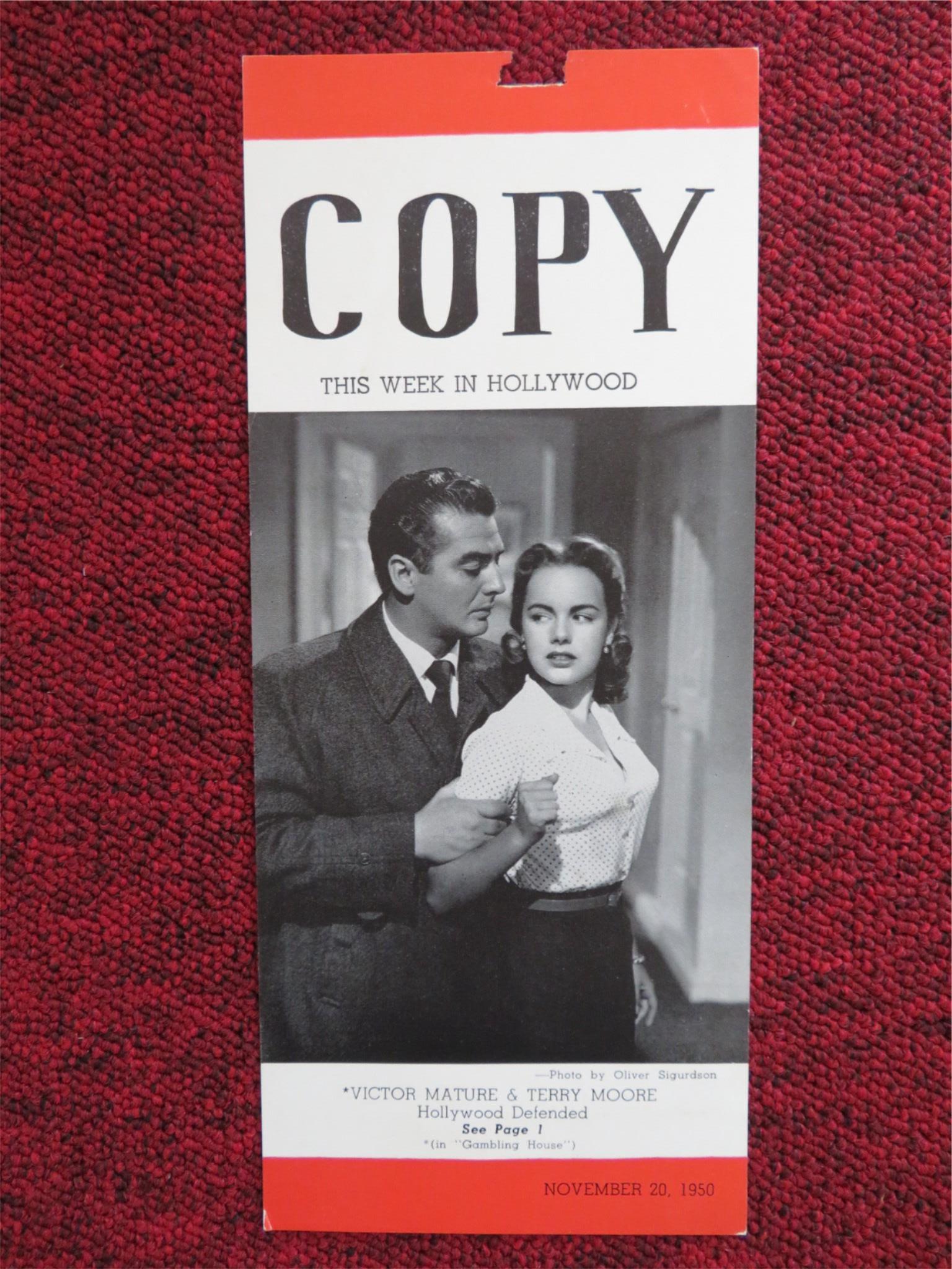 COPY FLYER NOV. 20TH 1950 GAMBLING HOUSE RKO RADIO VICTOR MATURE TERRY MOORE Rendezvous Cinema Movie posters