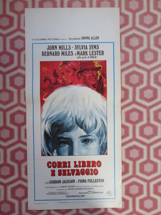 CORRI LIBERO E SELVAGGIO ITALIAN LOCANDINA (27.5"x13") POSTER JOHN MILLS 1970 Movie posters