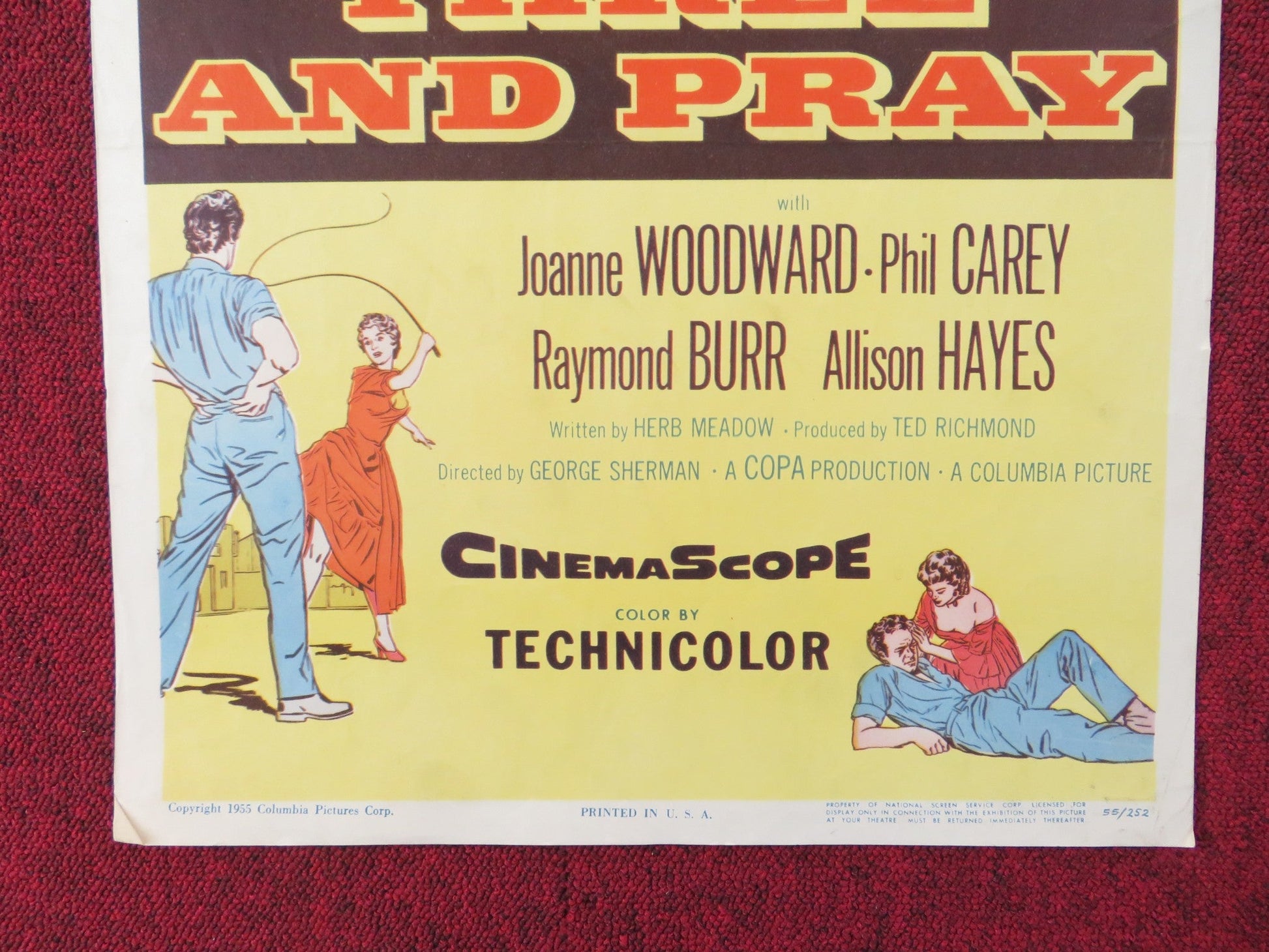 COUNT THREE AND PRAY US INSERT (14"x 36") POSTER VAN HEFLIN JOANNE WOODWARD 1955 Rendezvous Cinema Movie posters