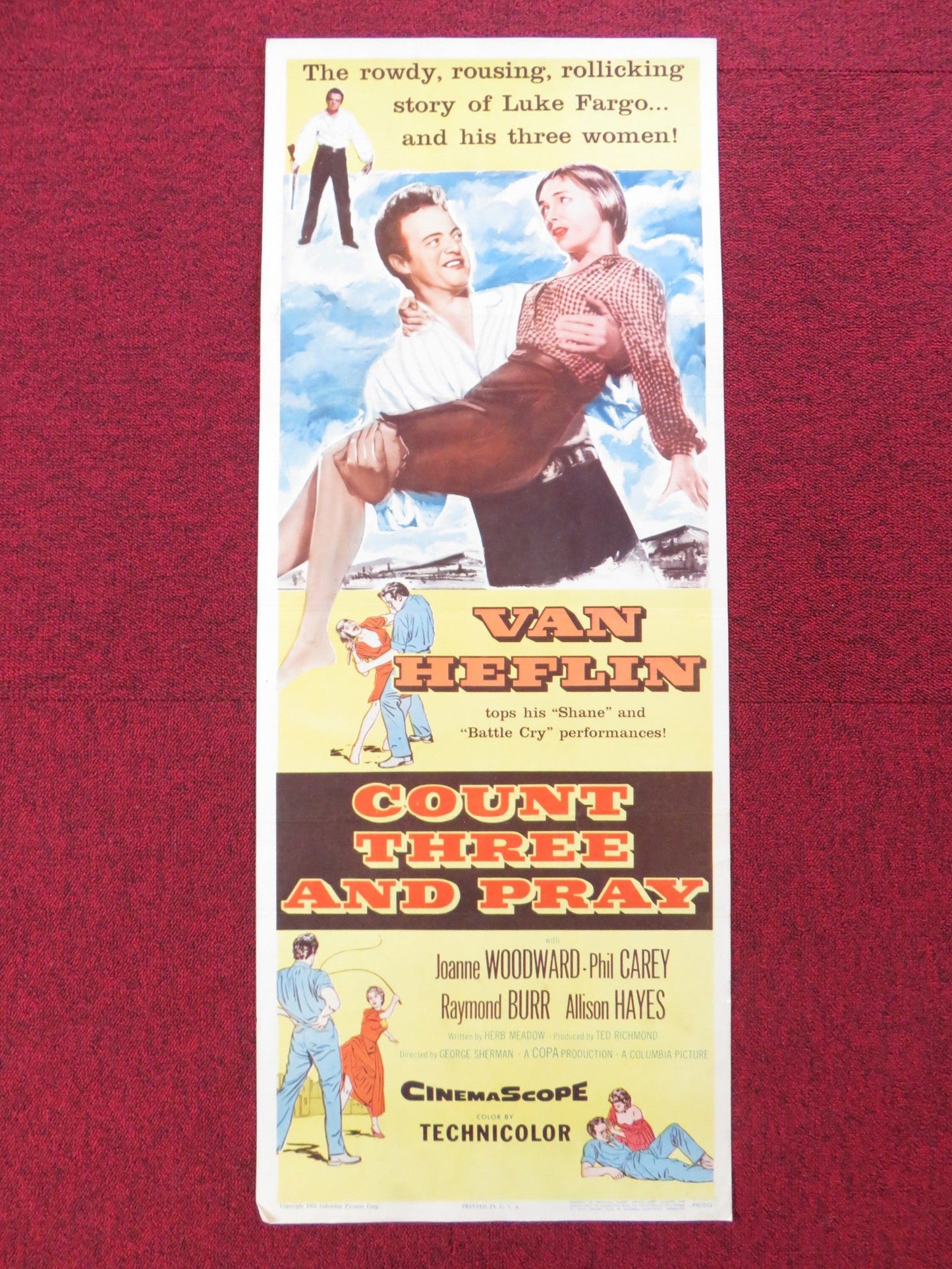 COUNT THREE AND PRAY US INSERT (14"x 36") POSTER VAN HEFLIN JOANNE WOODWARD 1955 Rendezvous Cinema Movie posters