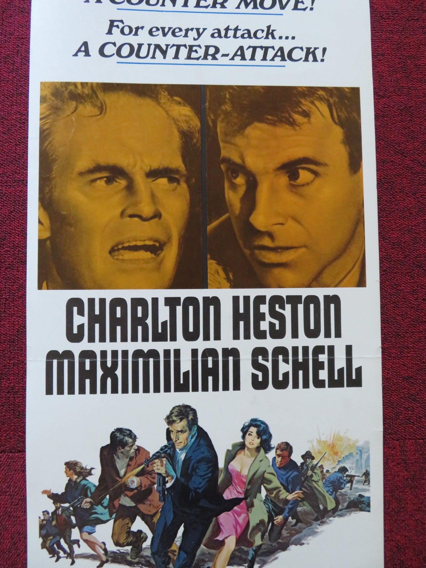 COUNTERPOINT US INSERT (14"x 36") POSTER CHARLTON HESTON MAXIMILAN SCHELL 1968 Rendezvous Cinema Movie posters