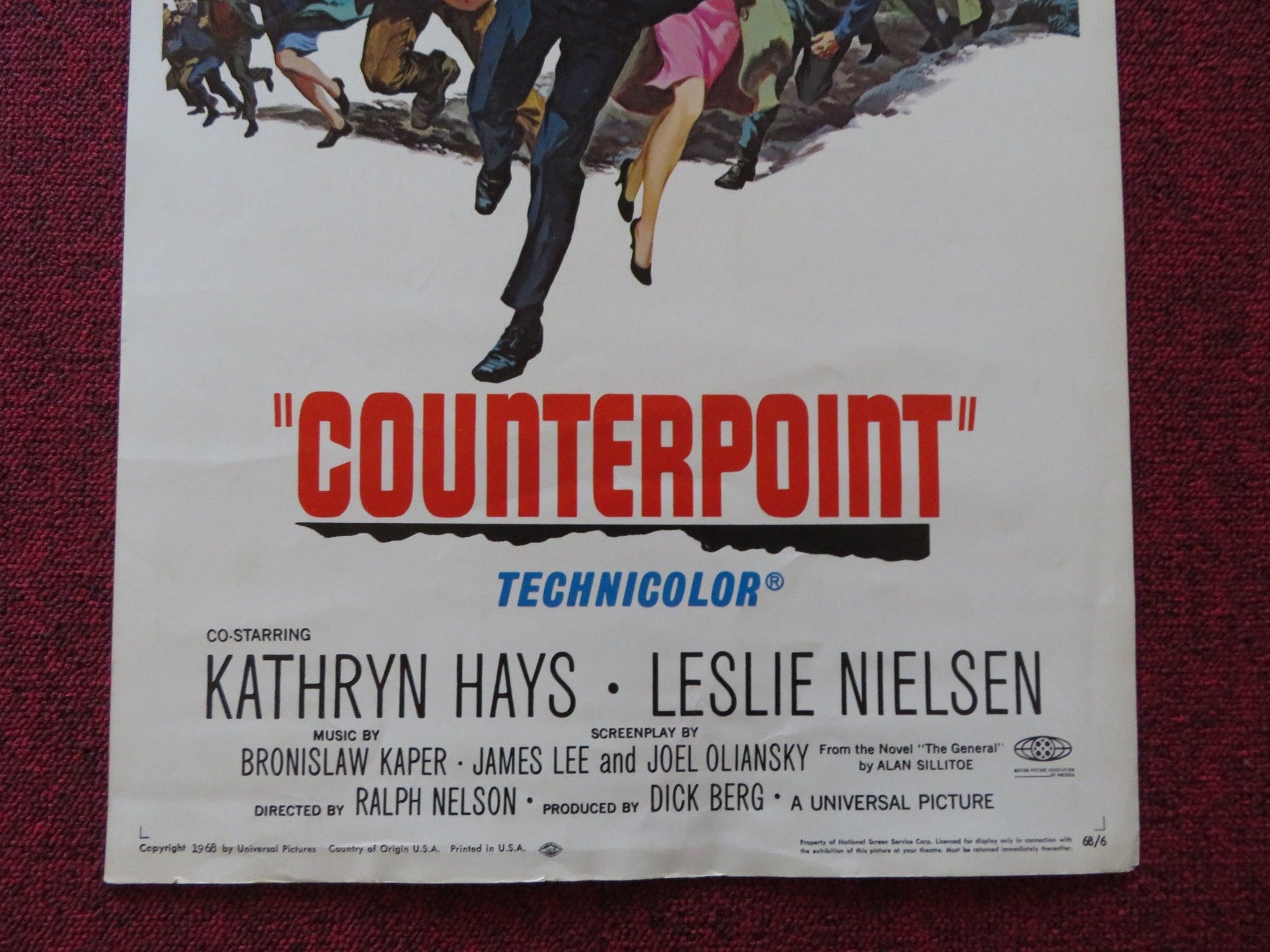 COUNTERPOINT US INSERT (14"x 36") POSTER CHARLTON HESTON MAXIMILAN SCHELL 1968 Rendezvous Cinema Movie posters