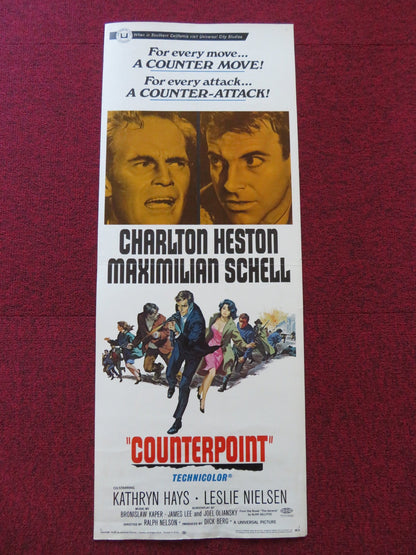 COUNTERPOINT US INSERT (14"x 36") POSTER CHARLTON HESTON MAXIMILAN SCHELL 1968 Rendezvous Cinema Movie posters