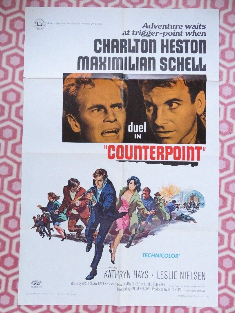 COUNTERPOINT US ONE SHEET POSTER CHARLTON HESTON 1967 68/6 Movie posters