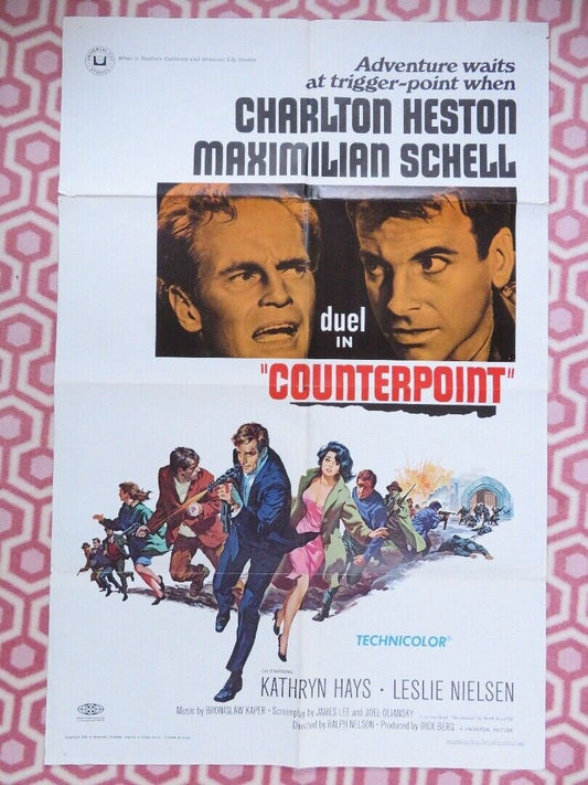 COUNTERPOINT US ONE SHEET POSTER CHARLTON HESTON 1967 68/6 Movie posters