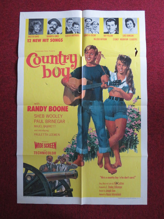 COUNTRY BOY FOLDED US ONE SHEET POSTER RANDY BOONE SHEB WOOLEY 1966 Rendezvous Cinema Movie posters
