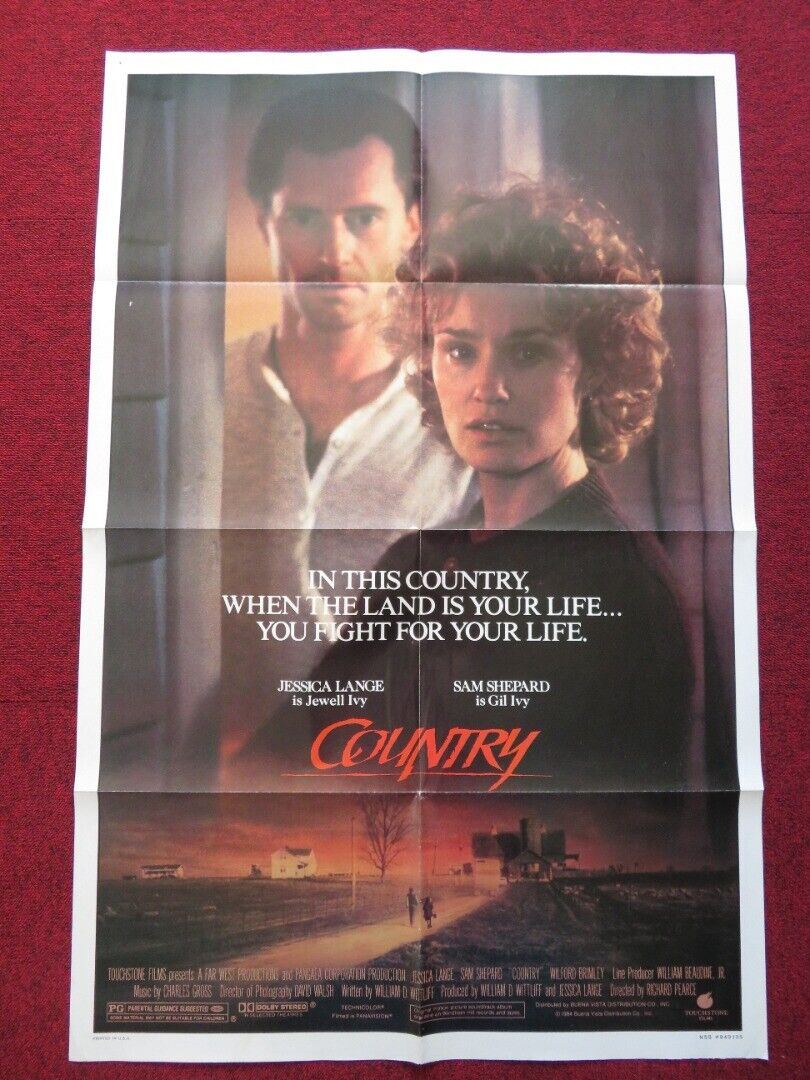 COUNTRY FOLDED US ONE SHEET POSTER JESSICA LANGE SAM SHEPARD 1984 Movie posters