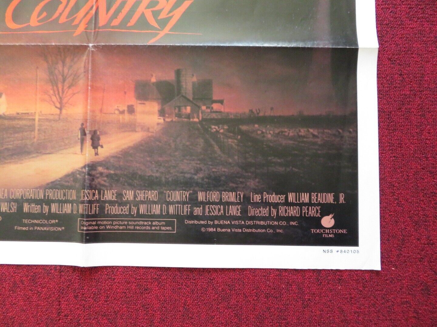 COUNTRY FOLDED US ONE SHEET POSTER JESSICA LANGE SAM SHEPARD 1984 Movie posters