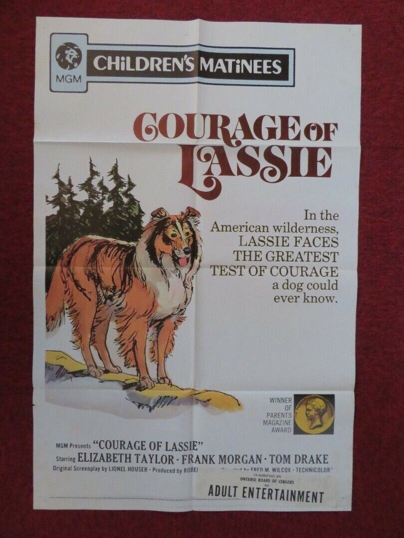 COURAGE OF LASSIE FOLDED US ONE SHEET POSTER ELIZABETH TAYLOR FRANK MORGAN '72 Movie posters