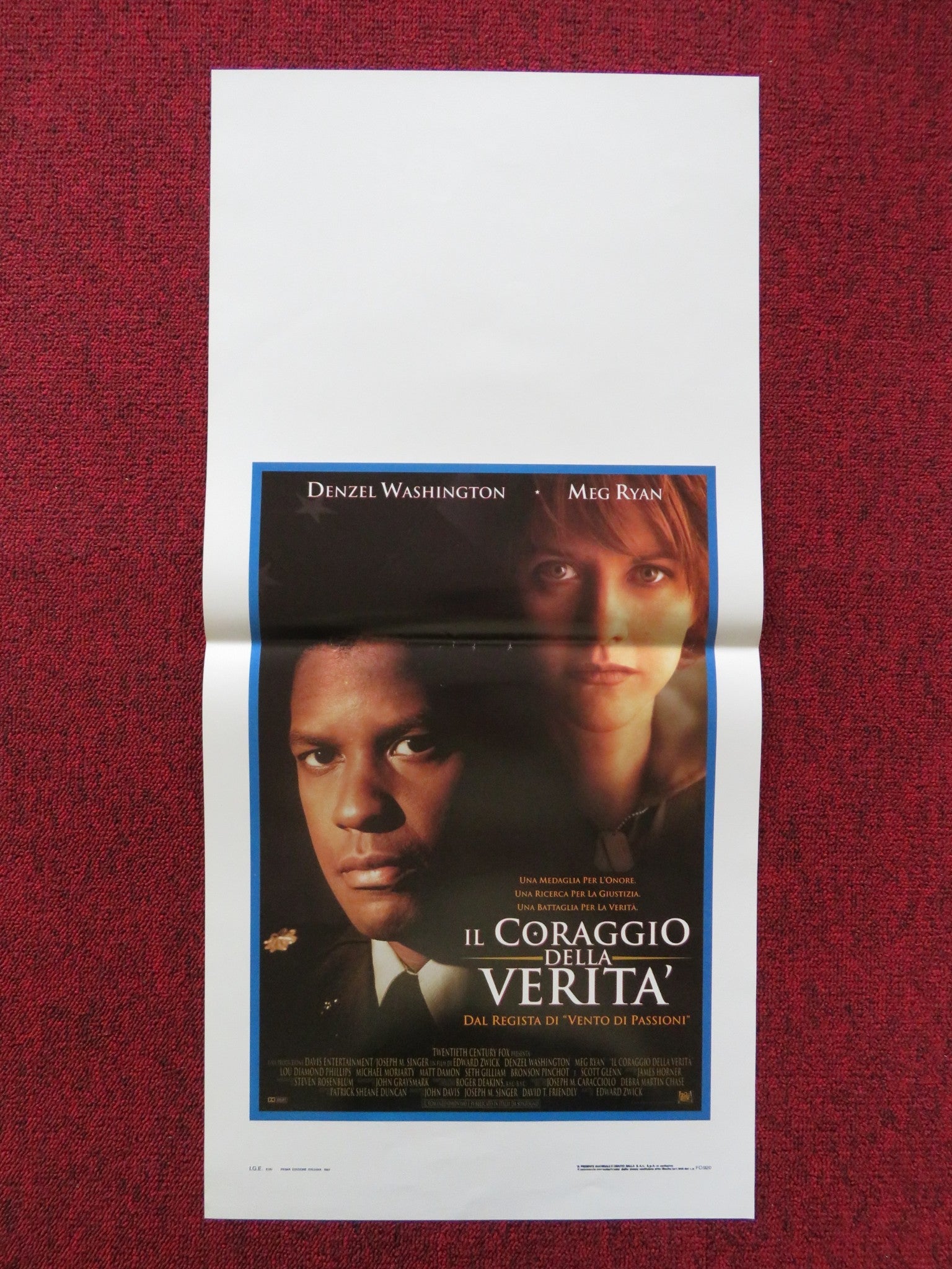 COURAGE UNDER FIRE ITALIAN LOCANDINA POSTER DEZEL WASHINGTON MEG RYAN 1997 Rendezvous Cinema Movie posters
