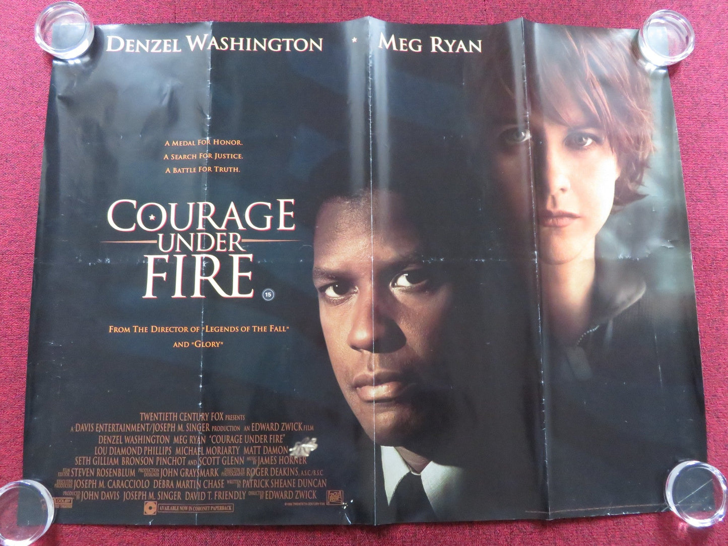 COURAGE UNDER FIRE UK QUAD (30"x 40") ROLLED POSTER DENZEL WASHINGTON 1996 Rendezvous Cinema Movie posters